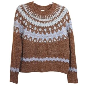 Joie Fairaisle Brown Purple Cozy Sweater Medium